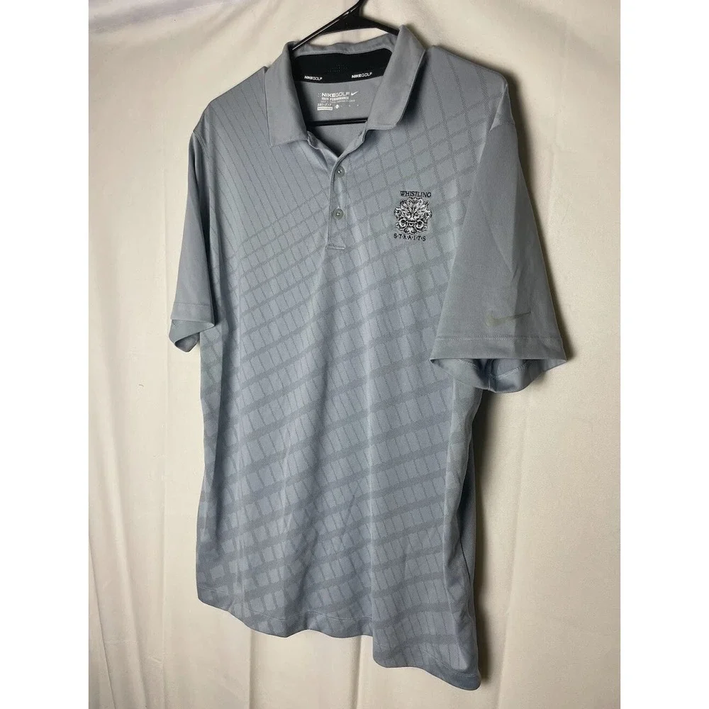 Nike Golf Whistling Straits Golf Course Men's Polo Shirt Gray Size Large